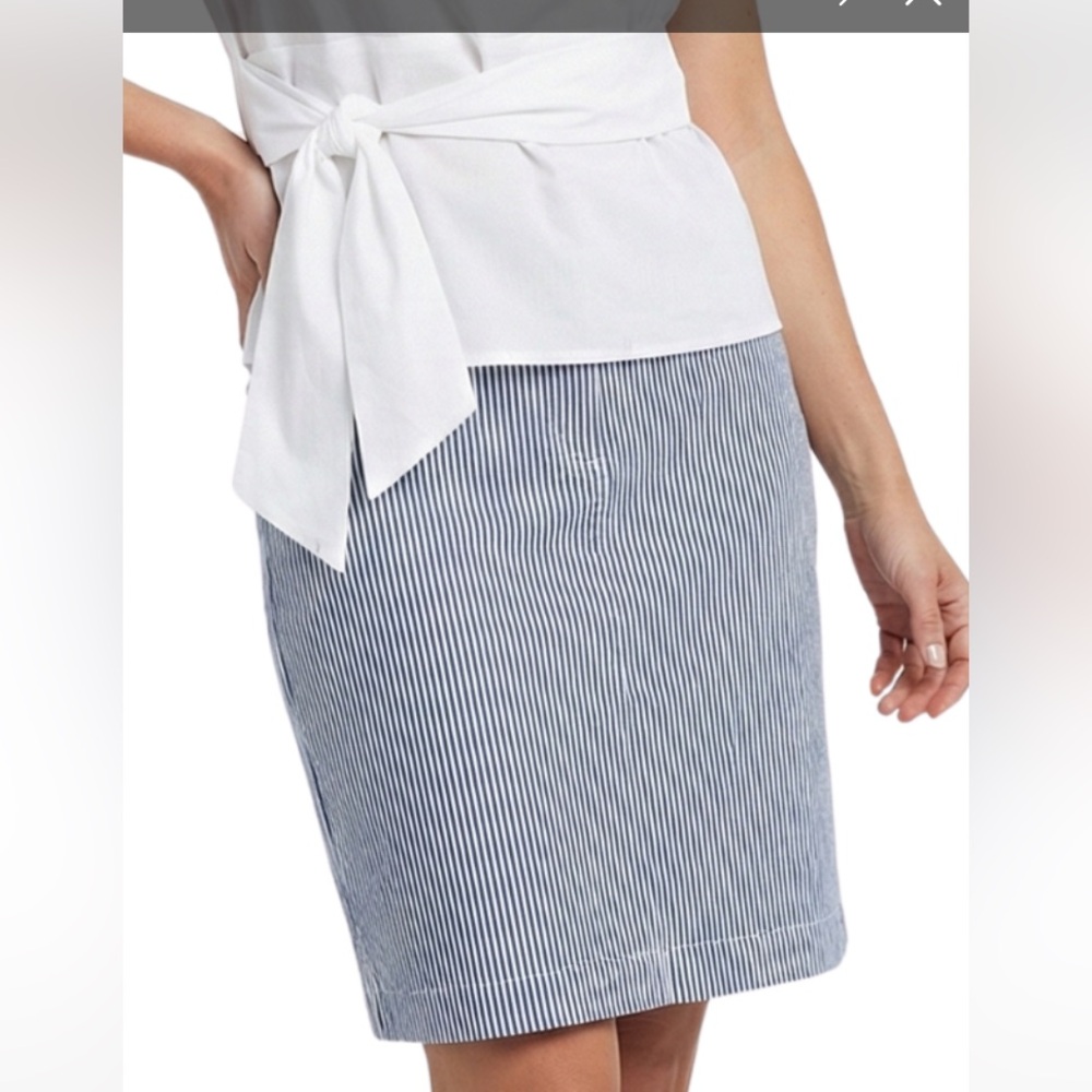 JCREW Seersucker Mini Skirt with Sailor Button Details Sz 8